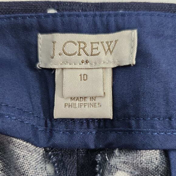 J.CREW Factory Navy Polka Dot Scalloped Hem Shorts Size 10 Linen Blend - Picture 3 of 8